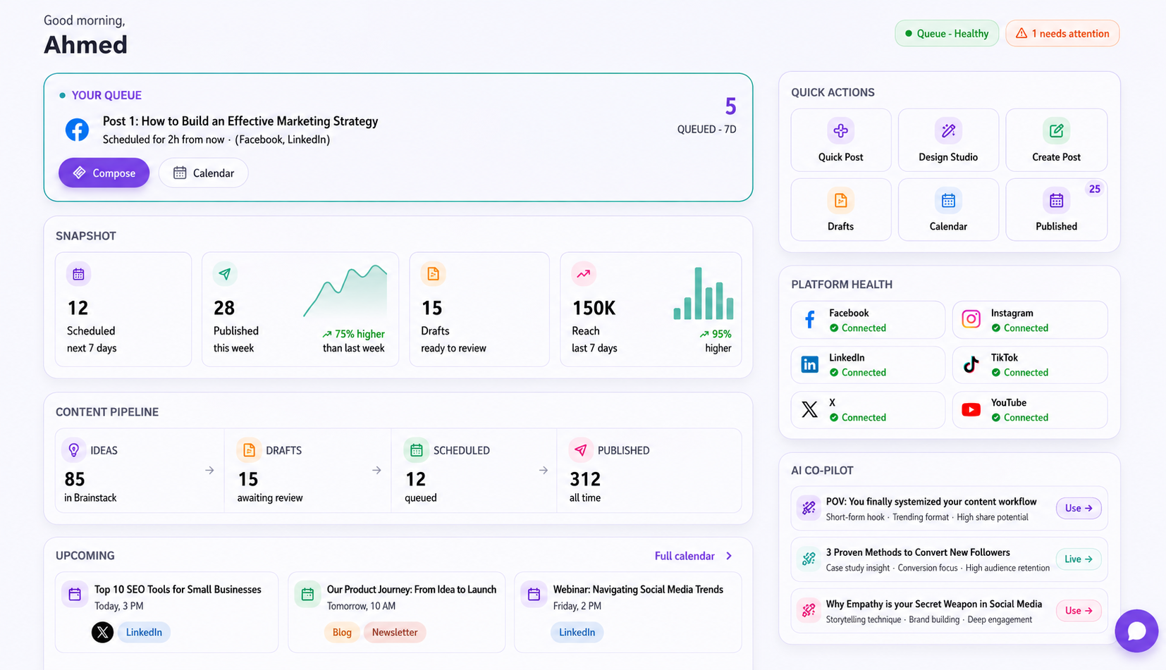 Fomax social dashboard