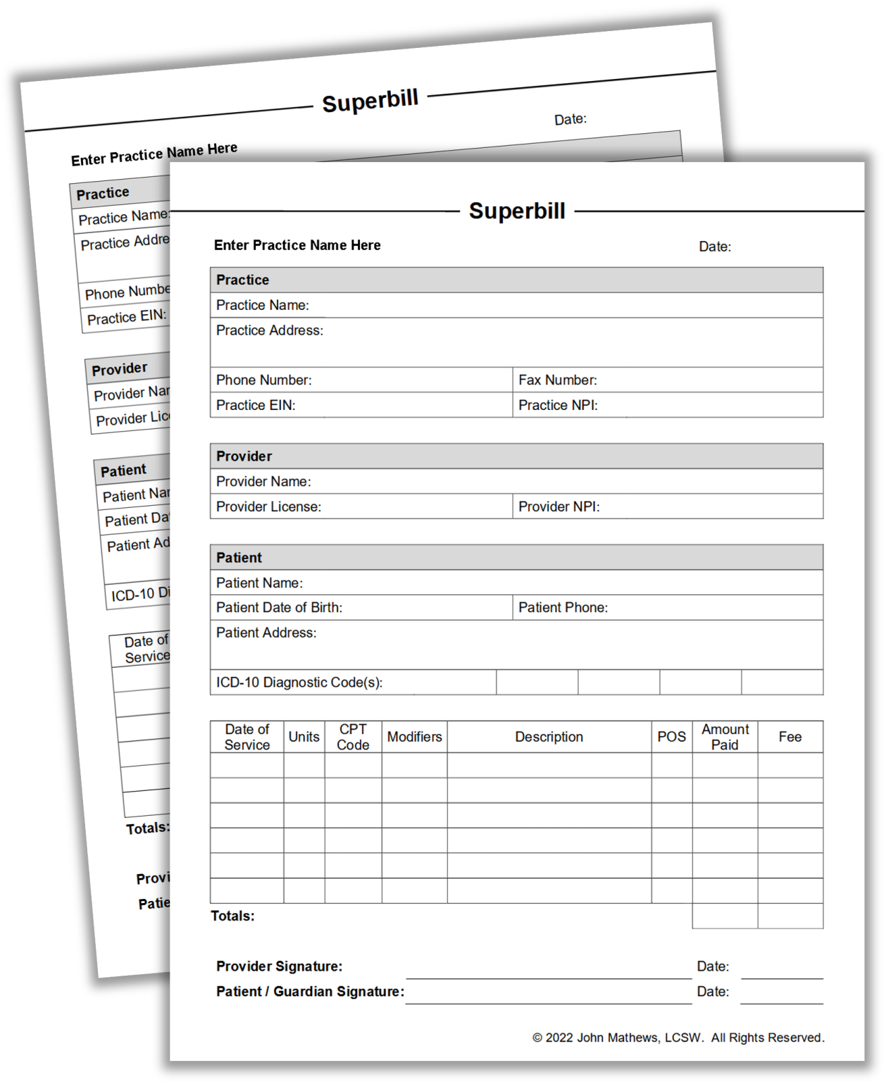 Superbill in medical billing template